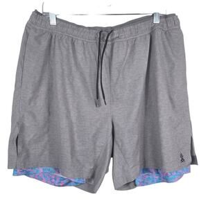Chubbies Heathered Gray Blue Pink Design Men's Summer Shorts Swim Trunks 2XL